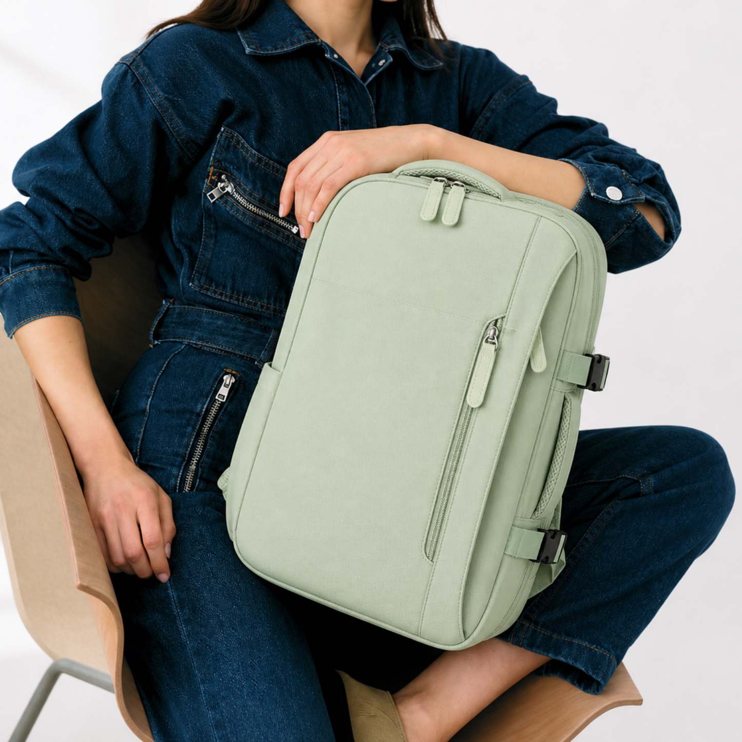 Mochila Voyager Max USB para Mujer de Viaje Expandible | Verde