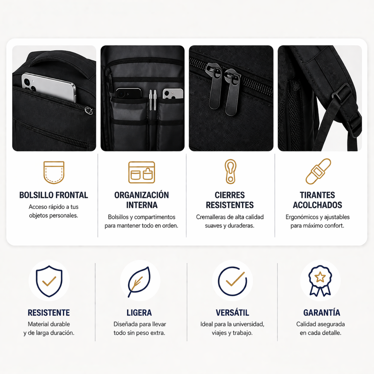 Mochila Voyager Max USB para Hombre de Viaje Expandible | Negro