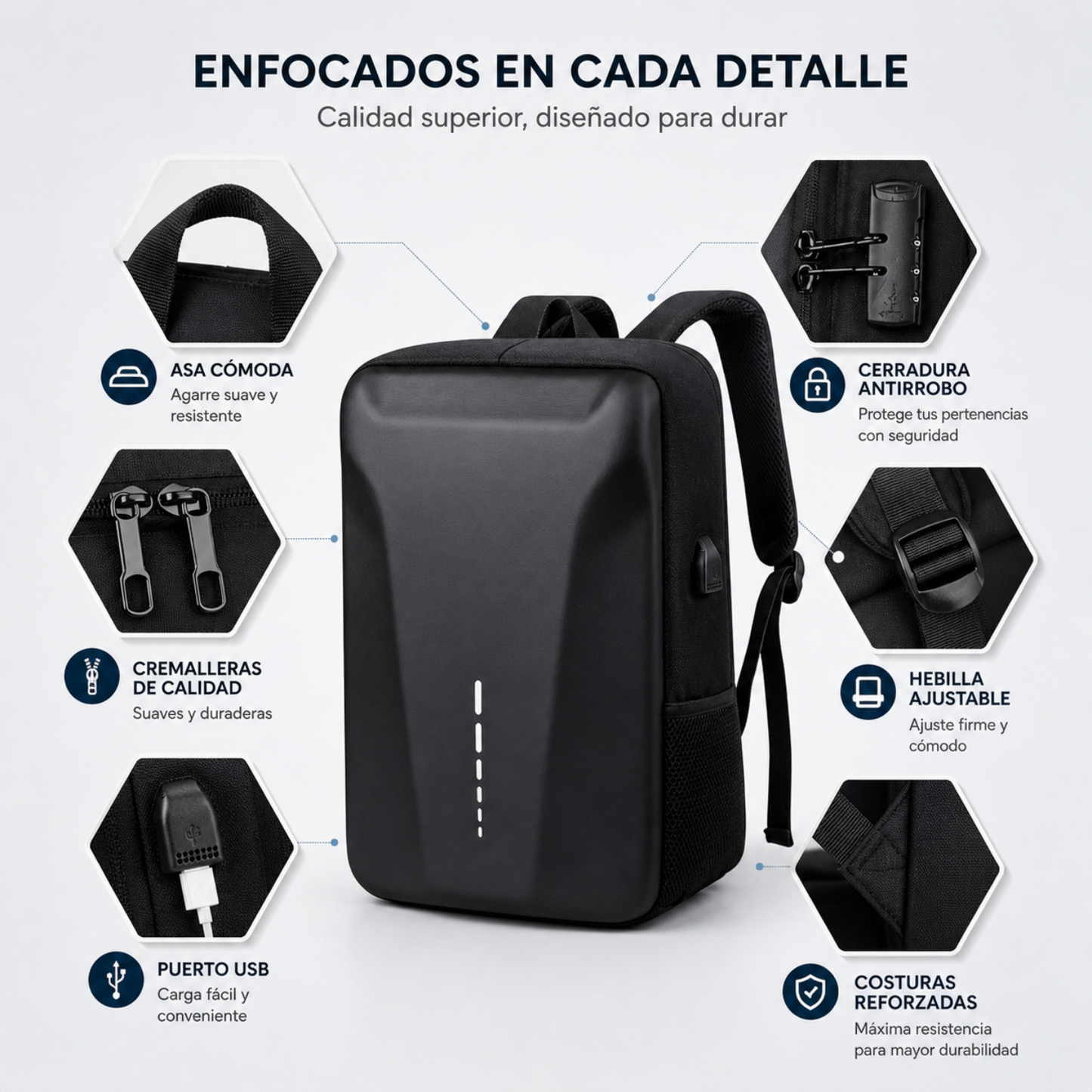 Mochila Antirrobo Premium con Candado y Puerto USB