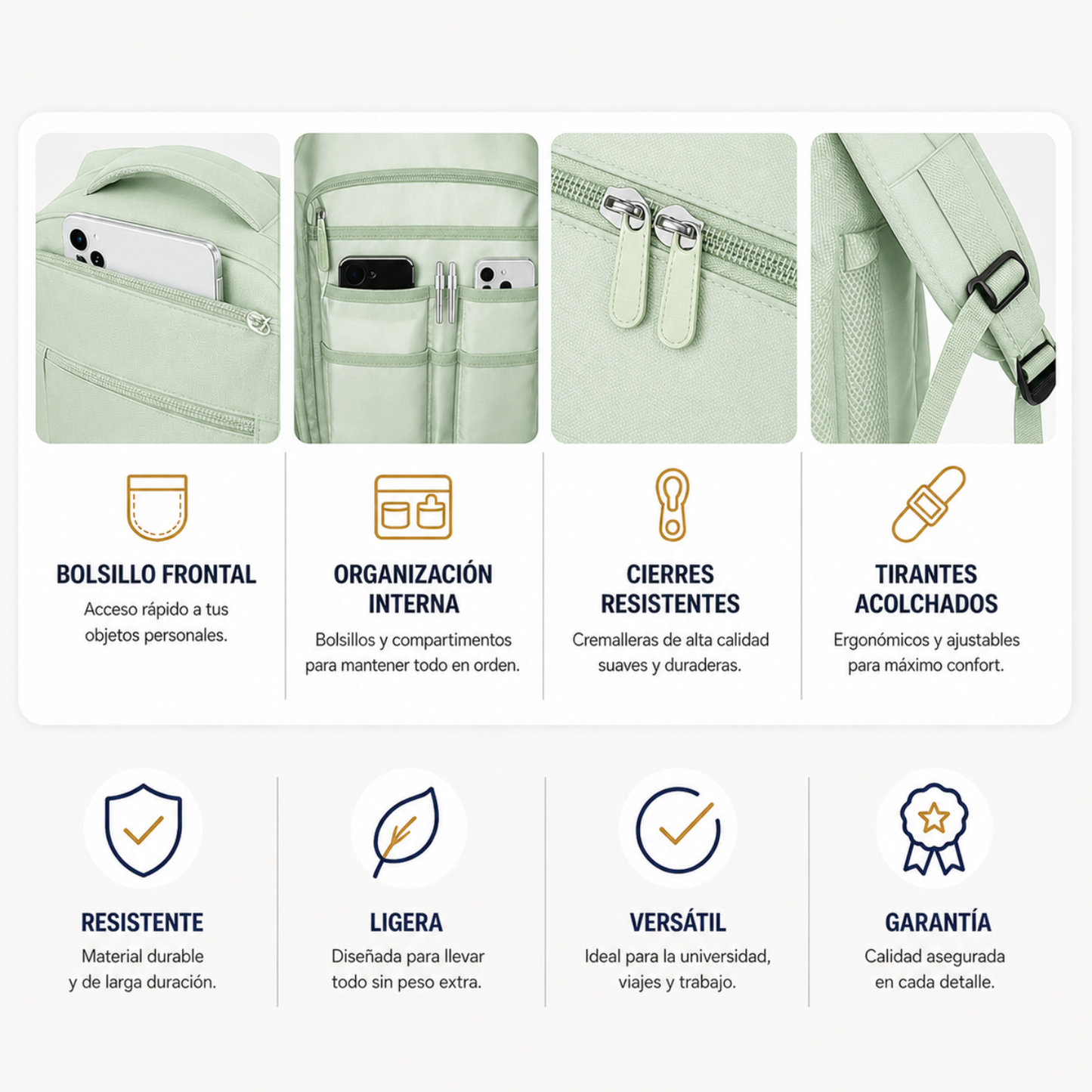 Mochila Voyager Max USB para Mujer de Viaje Expandible | Verde